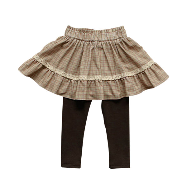 Korean Girl Cute Plaid Padded Plus Velvet Skirt Pants