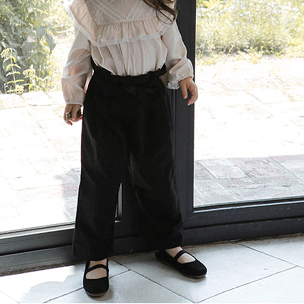 Children's Clothing Children Girls Flower Bud Waist Bow Slacks