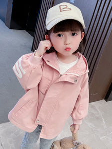 Girls' Hooded Jacket Spring And Autumn Windbreaker