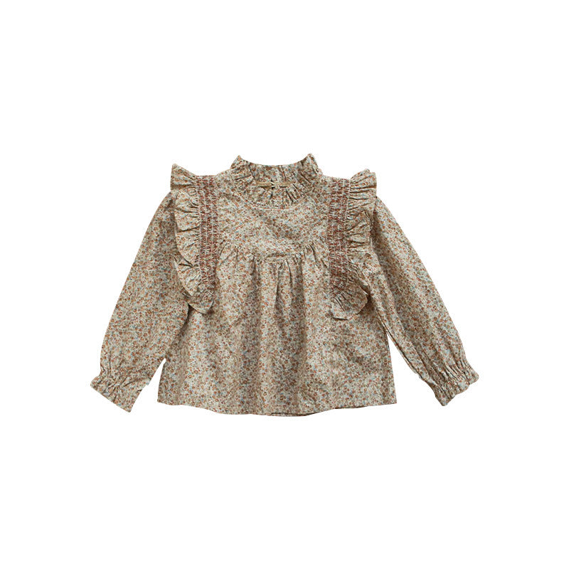 French Ruffled Floral Shirt For Children Girl