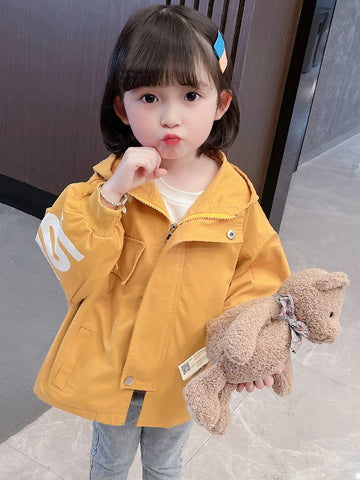 Girls' Hooded Jacket Spring And Autumn Windbreaker