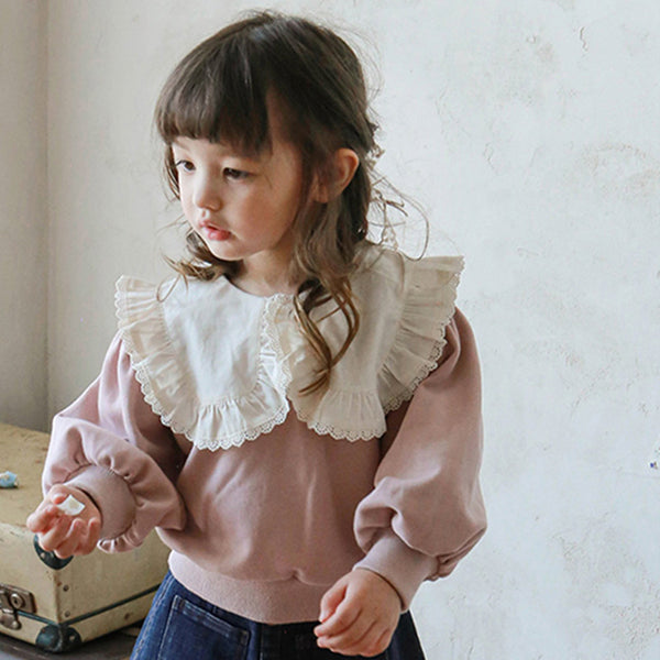 Girls' Big Lapel Sweet Top Sweater