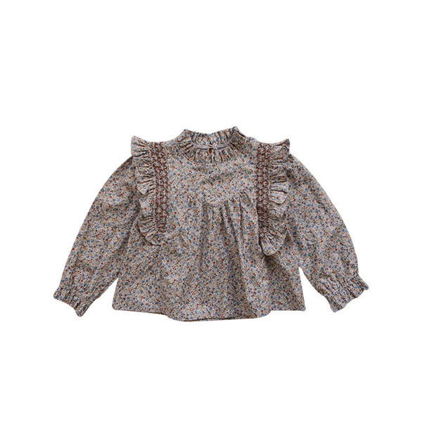 French Ruffled Floral Shirt For Children Girl